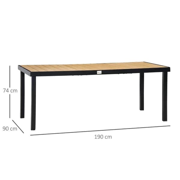 Rootz Utomhusmatbord - Trädgårdsbord - Trädgårdsmöbler - Bord - Natur/Svart - 190c mx 90cm x 74cm