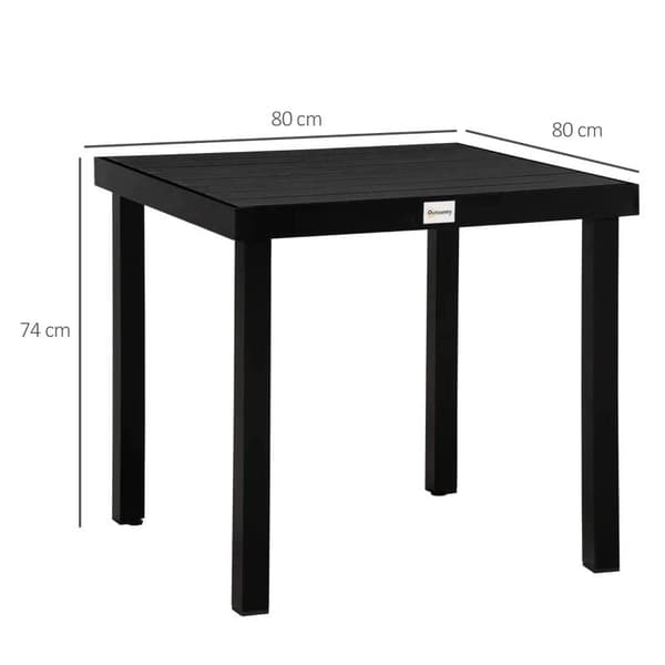 Rootz Outdoor ruokapöytä - Puutarhapöytä - Alumiinipöytä - Puutarhakalusteet - Olohuoneen kalusteet - Alumiini/Muovi - Musta - 80 x 80 x 74 cm