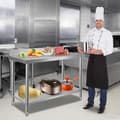 Miniatyrbild 3 av 4: Köksbord - XMTECH - 120x60x85cm - Rostfritt Stål - Höjdjusterbart - 2 Hyllor