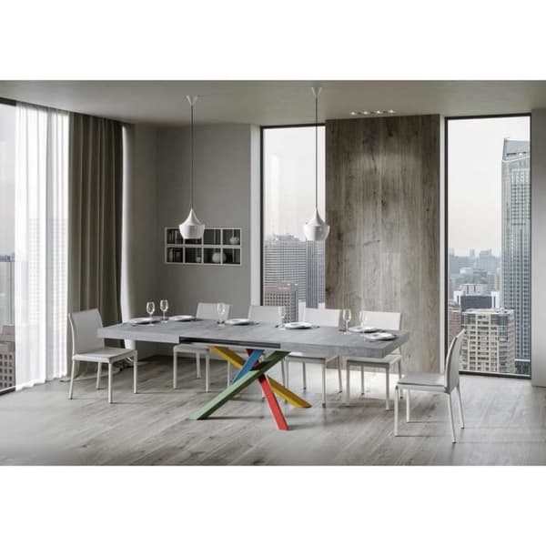 Utdragbart bord - Volantis - 90x130/234 cm - Cement - Vit - Barn