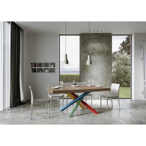 Utdragbart bord - Volantis - 90x160/264 cm - Natur ek - Vit - Barn