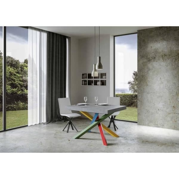 Utdragbart bord - Volantis - 90x130/390 cm - Cement - Vit - Barn