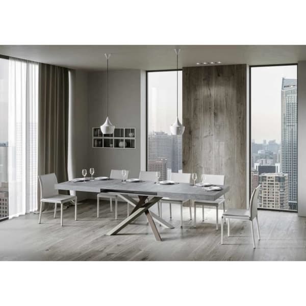 Utdragbart bord - Volantis - 90x160/420 cm - Cement - Vit - Barn