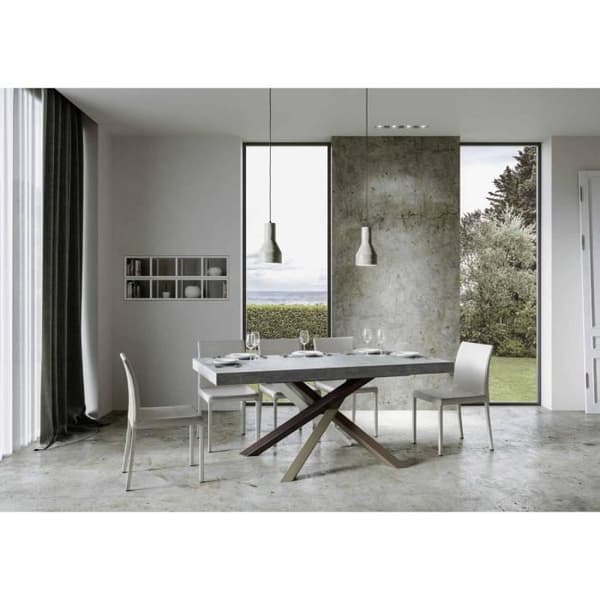 Utdragbart bord - Volantis - 90x160/420 cm - Cement - Vit - Barn