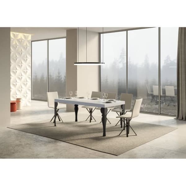 Paxon utdragbart bord - Vit ask - 90x180 cm - antracitram