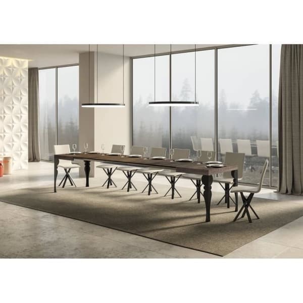 Paxon utdragbart bord - Valnöt - 90x160/420 - Antracit ram