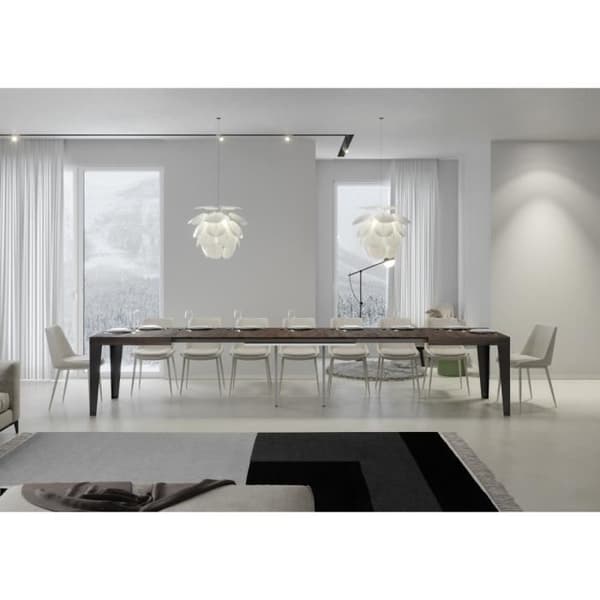Utdragbart Flame Bord Valnötsskiva 90x160 Lång 420 Antracit ram