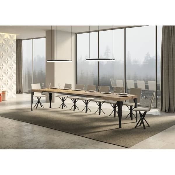 Paxon Utdragbart bord Natural Oak Skiva 90x130 Lång 390 Antracit ram