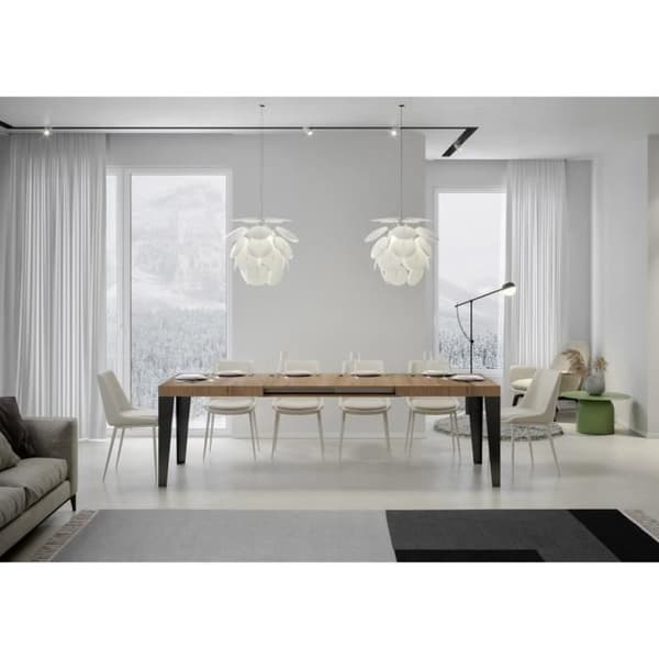 Flame utdragbart bord - Flame Brand - Natural Oak Top - 90x160 Långlängd 420 - Antracit Ram