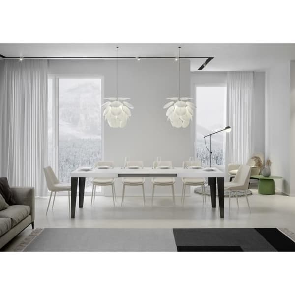 Flame förlängbart bord - Flame - White Ash Top - 90x180 Långt - Antracit Ram