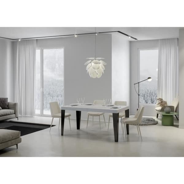 Flame förlängbart bord - Flame - White Ash Top - 90x180 Långt - Antracit Ram