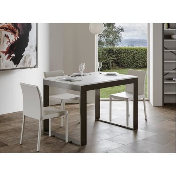 Modernt utdragbart bord 6 till 16 platser L 120 till 380 cm vit och antracit metallram Likro