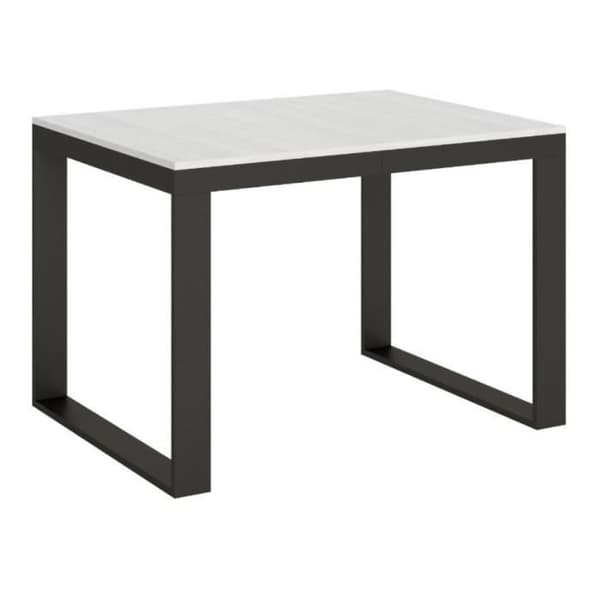 Modernt utdragbart bord 6 till 16 platser L 120 till 380 cm vit och antracit metallram Likro