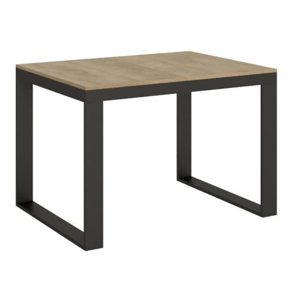 Modernt utdragbart bord 6 till 16 platser L 120 till 380 cm ljust trä och antracitmetallram Likro