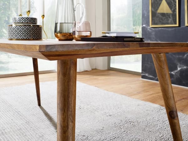 Rootz ruokapöytä 120 x 60 x 76 cm Sheesham maalaismainen massiivipuu - Design maalaistalon ruokapöytä - Ruokasalin pöytä suorakaiteen muotoinen - 4 -