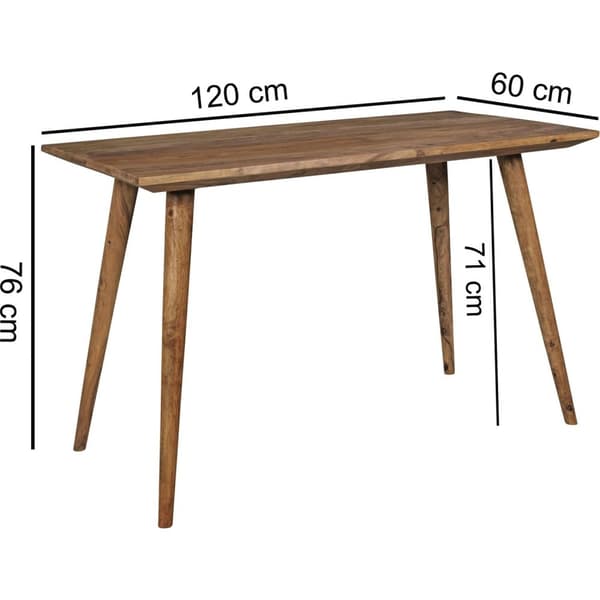 Rootz ruokapöytä 120 x 60 x 76 cm Sheesham maalaismainen massiivipuu - Design maalaistalon ruokapöytä - Ruokasalin pöytä suorakaiteen muotoinen - 4 -