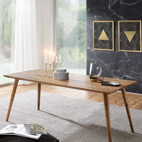 Rootz ruokapöytä 120 x 60 x 76 cm Sheesham maalaismainen massiivipuu - Design maalaistalon ruokapöytä - Ruokasalin pöytä suorakaiteen muotoinen - 4 -