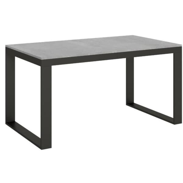Modernt utdragbart bord 6 till 20 sittplatser L 160 till 420 cm betonggrå och antracitmetallram Likro