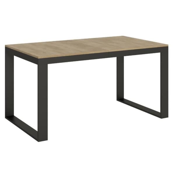 Modernt utdragbart bord 6 till 20 platser L 160 till 420 cm ljust trä och antracitmetallram Likro