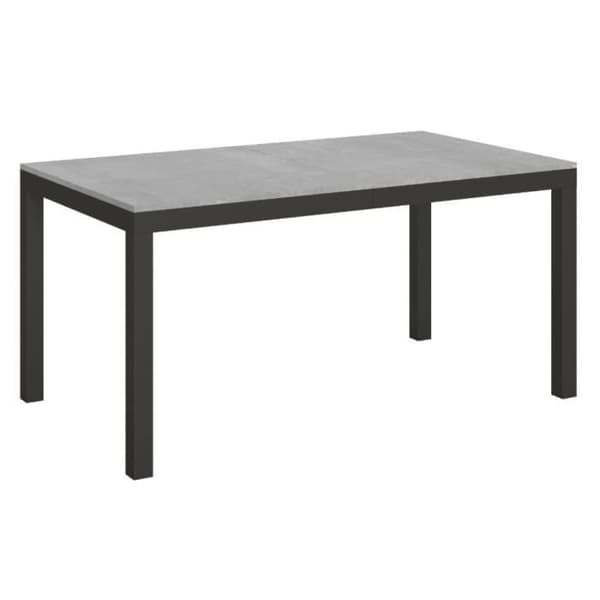 Utdragbart rektangulärt bord för 6 till 20 personer L 160 till 420 cm betonggrå och antracitmetall Evy