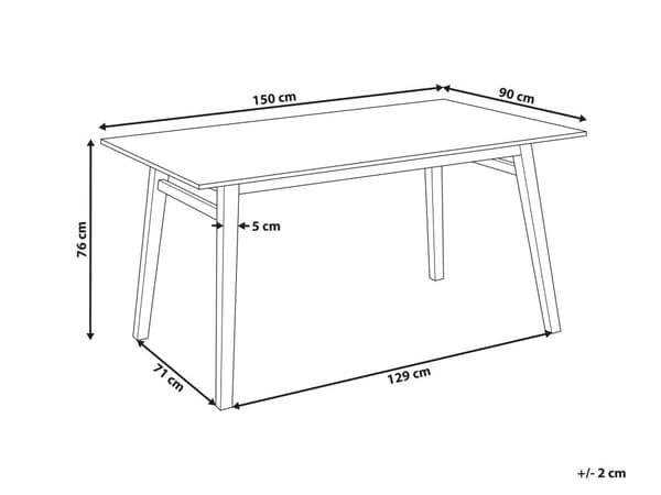 Matbord Ljust trä MDF Gummiträ 150 x 90 cm Träben Rektangulär fanerad skiva Naturlig yta Minimalistiskt skandinaviskt kök