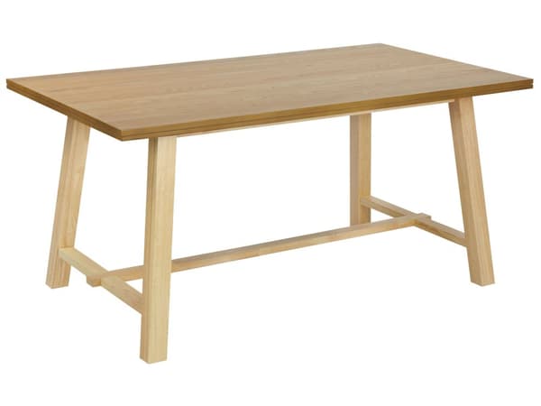 Matbord Ljust trä MDF Gummiträ 160 x 90 cm Träben Rektangulär fanerad skiva Naturlig yta Minimalistiskt skandinaviskt kök