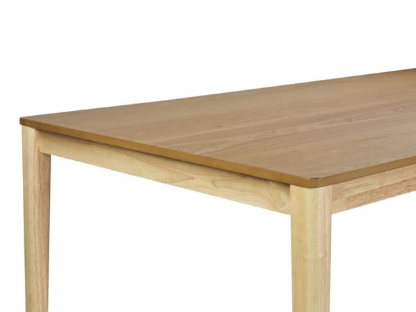 Ruokapöytä vaalea puu 200 x 100 cm MDF-levy kumipuujalat 8 hengen suorakulmainen perinteinen