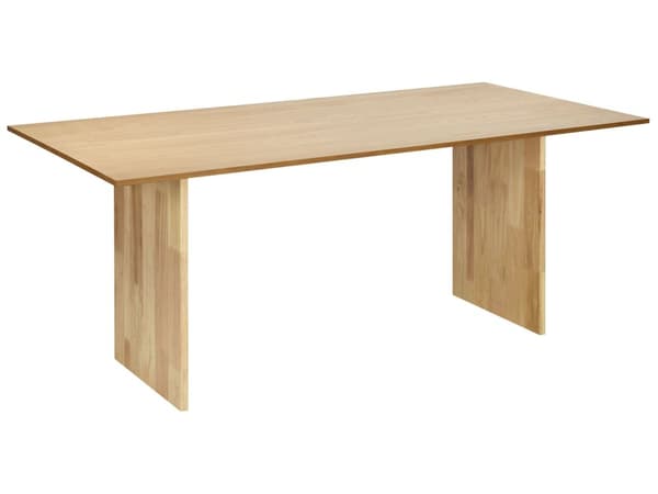 Ruokapöytä vaalea puu 180 x 90 cm MDF-levy kumipuujalat 6 hengen suorakulmainen perinteinen