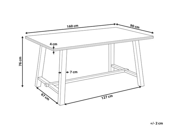 Ruokapöytä vaalea puu 160 x 90 cm MDF-levy kumipuujalat 6 hengen suorakulmainen perinteinen