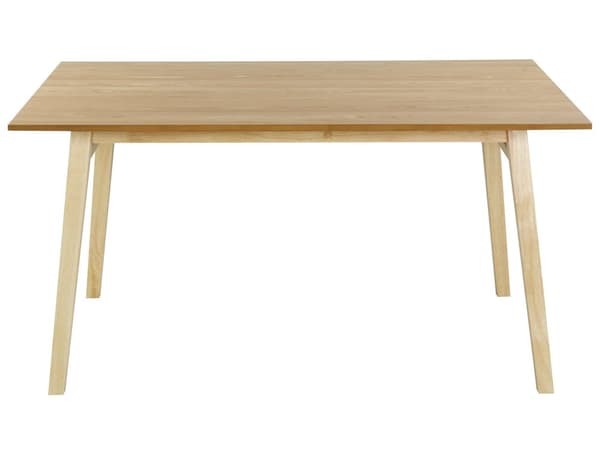 Ruokapöytä vaalea puu 150 x 90 cm MDF-levy kumipuujalat 4 hengen suorakulmainen perinteinen