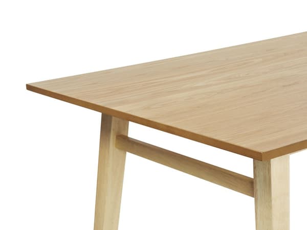 Ruokapöytä vaalea puu 150 x 90 cm MDF-levy kumipuujalat 4 hengen suorakulmainen perinteinen