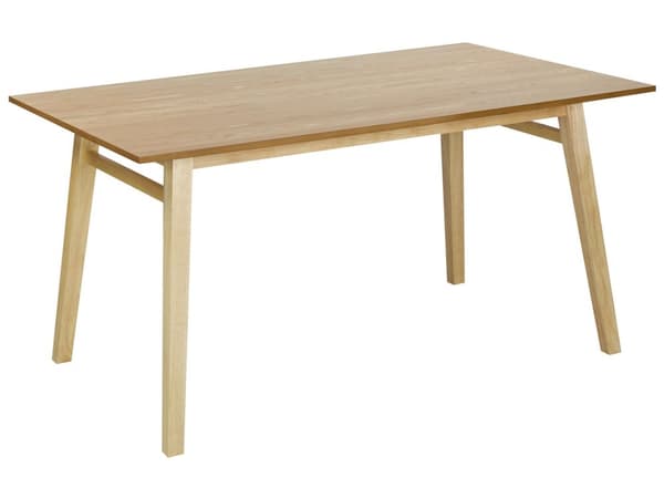 Ruokapöytä vaalea puu 150 x 90 cm MDF-levy kumipuujalat 4 hengen suorakulmainen perinteinen
