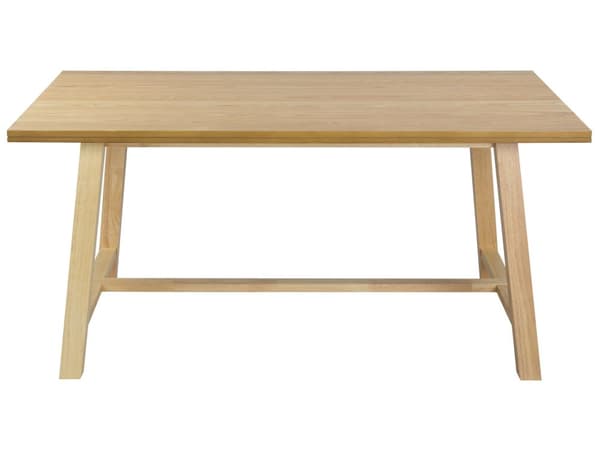 Spisebord lyst træ 160 x 90 cm MDF-plade med gummitræsben 6 kuverter rektangulært traditionelt