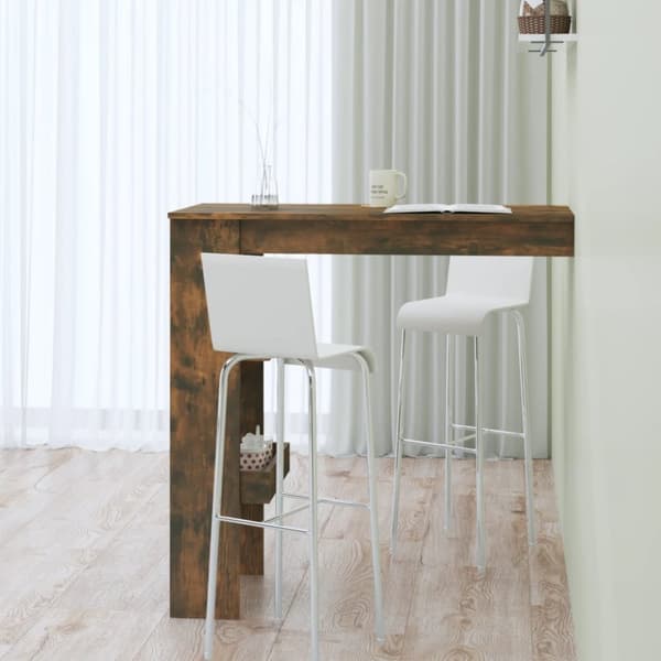 Barbord väggmonterat rökfärgad 102x45x103,5 cm konstruerat trä