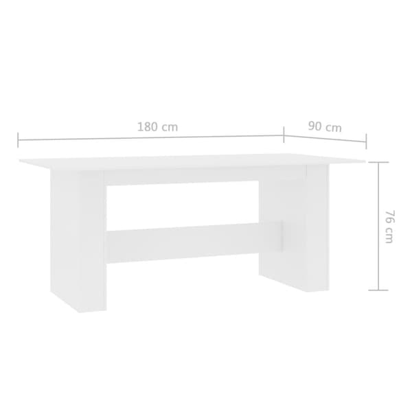 spisebord 180 x 90 x 76 cm spånplade hvid