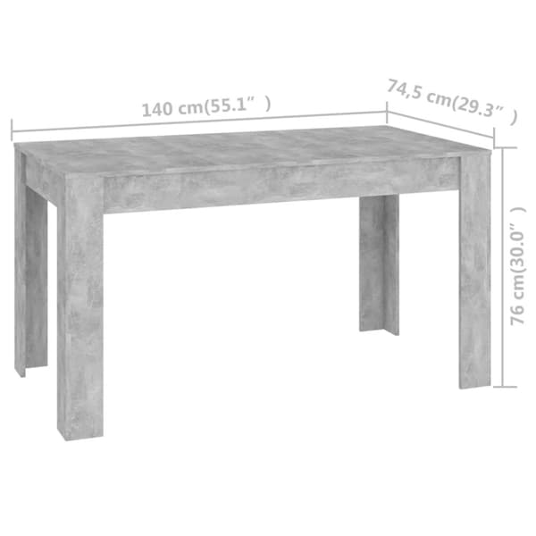 Ruokapöytä betoninharmaa 140x74,5x76 cm lastulevy
