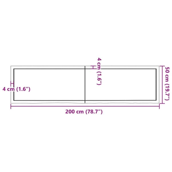 Bordsskiva mörkbrun 200x50x(2-4) cm behandlad massiv ek