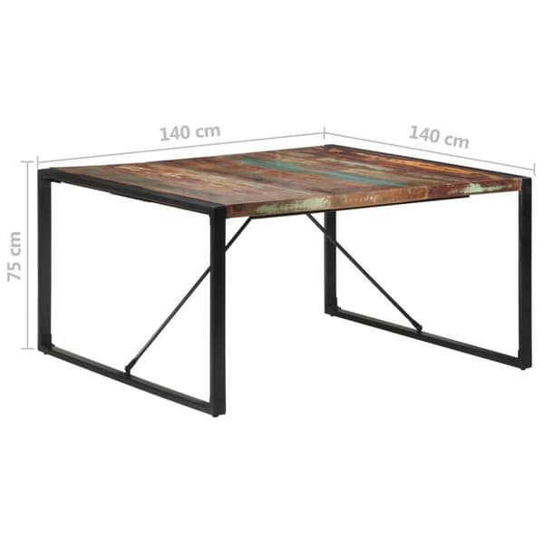 spisebord 140x140x75 cm massivt genbrugstræ