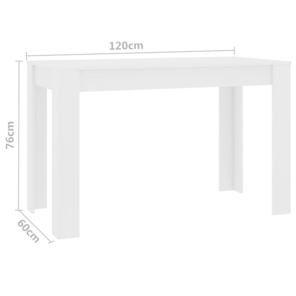 Matbord vit 120x60x76 cm spånskiva
