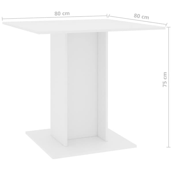 Matbord vit 80x80x75 cm konstruerat trä
