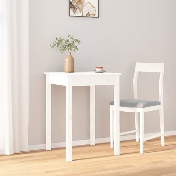spisebord 55x55x75 cm massivt fyrretræ hvid
