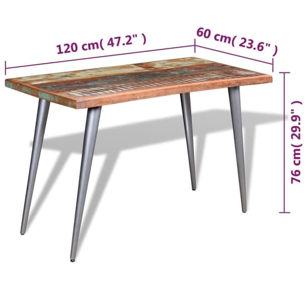 Matbord massivt återvunnet trä 120x60x76 cm