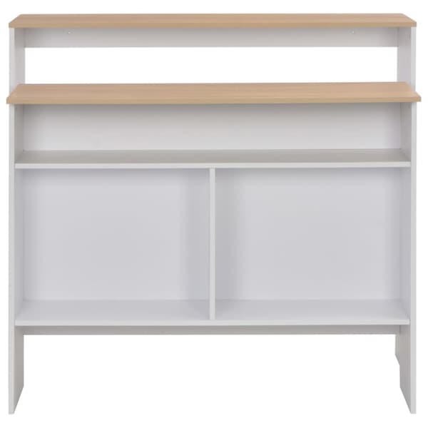 Barbord med 2 bordsskivor vit och ek 130x40x120 cm