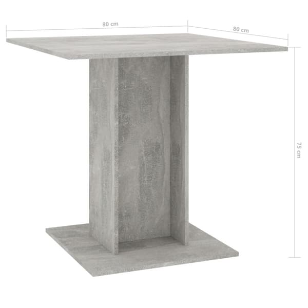 Ruokapöytä betoninharmaa 80x80x75 cm tekninen puu