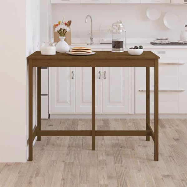 Barbord honungsbrun 140x80x110 cm massivt furuträ