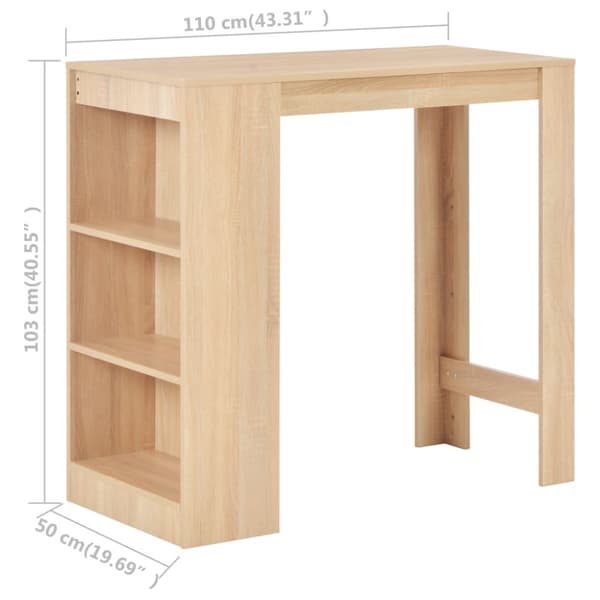 Barbord med hylla ek 110x50x103 cm
