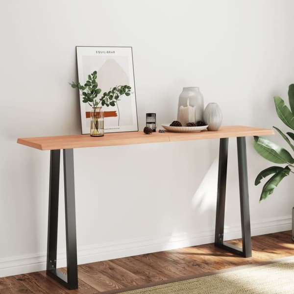 bordplade 160x40x(2-4) cm naturlig kant behandlet træ lysebrun