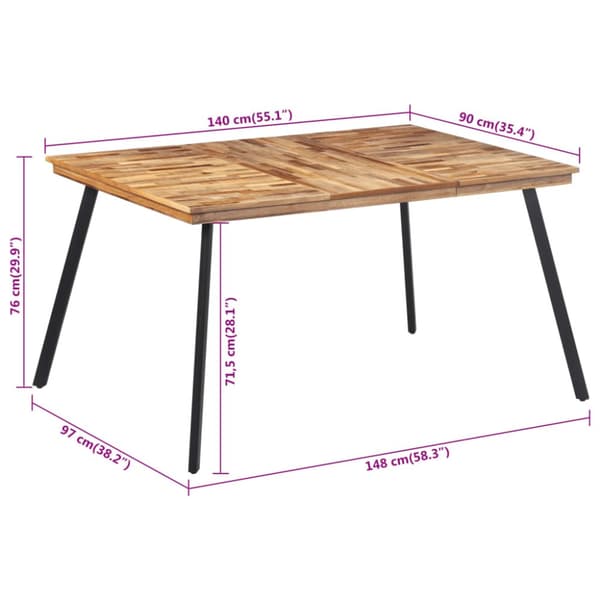 Matbord 148x97x76 cm massiv teak