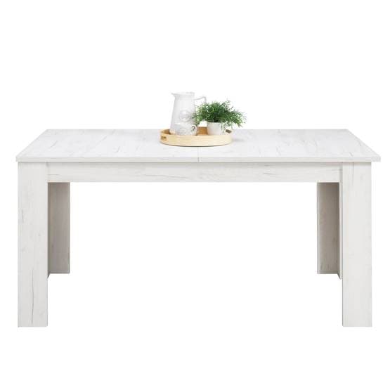Spisebord - 8 Sæder Plus Indsats - 160x80 Cm - Eg Hvid