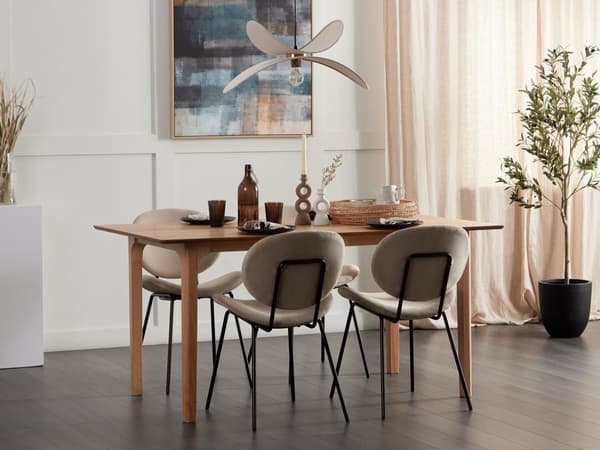 Spisebord i lyst tre MDF 160 x 90 cm Topplate i askefiner Moderne design Kjøkkenbord